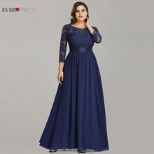 Load image into Gallery viewer, Wedding Party Dress Plus Size Ever Pretty Elegant A Line O Neck Three Quarter Sleeve Long Lace Mother Of The Bride Dresses 2020