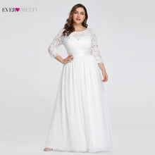 Load image into Gallery viewer, Wedding Party Dress Plus Size Ever Pretty Elegant A Line O Neck Three Quarter Sleeve Long Lace Mother Of The Bride Dresses 2020