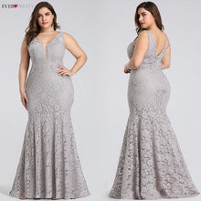 Load image into Gallery viewer, Plus Size Prom Dresses 2020 Ever Pretty EP08838 Elegant Mermaid Lace Sleeveless V-neck Long Party Gowns Sexy Wedding Guest Gowns
