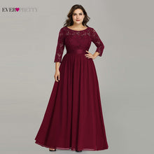 Load image into Gallery viewer, Wedding Party Dress Plus Size Ever Pretty Elegant A Line O Neck Three Quarter Sleeve Long Lace Mother Of The Bride Dresses 2020
